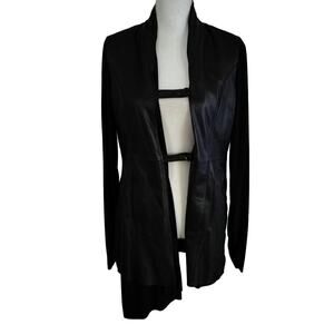 Artico Size S Italian Ovine Sammy Sheep Leather Jacket Drapey Mixed Media Black